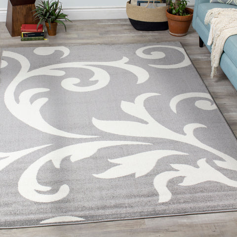 Siecle 16104_19 Grey Cream Zoom Swirl Area Rug by Novelle Home
