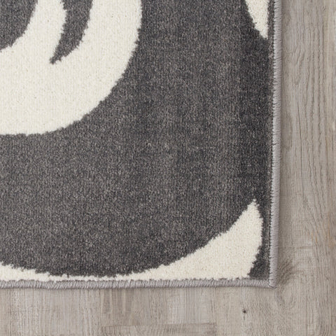 Siecle 16104_19 Grey Cream Zoom Swirl Area Rug by Novelle Home