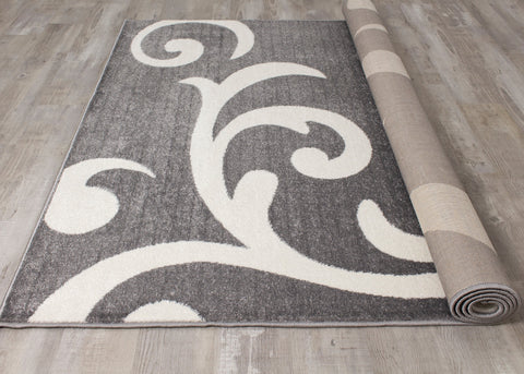 Siecle 16104_19 Grey Cream Zoom Swirl Area Rug by Novelle Home