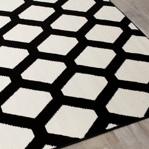 Siecle 16105_18 Cream Black Latticework Area Rug by Novelle Home