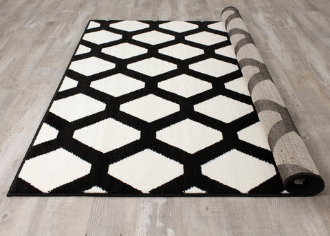 Siecle 16105_18 Cream Black Latticework Area Rug by Novelle Home
