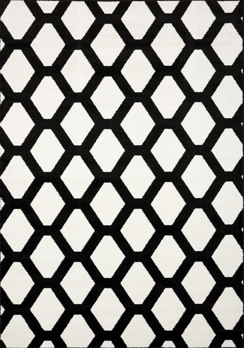 Siecle 16105_18 Cream Black Latticework Area Rug by Novelle Home