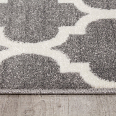 Siecle 16106_19 Grey Cream Ogee Pattern Area Rug by Novelle Home