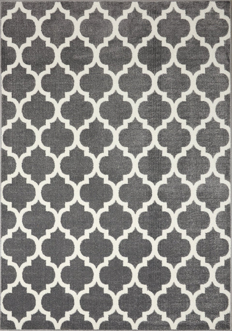 Siecle 16106_19 Grey Cream Ogee Pattern Area Rug by Novelle Home