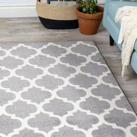 Siecle 16106_19 Grey Cream Ogee Pattern Area Rug by Novelle Home