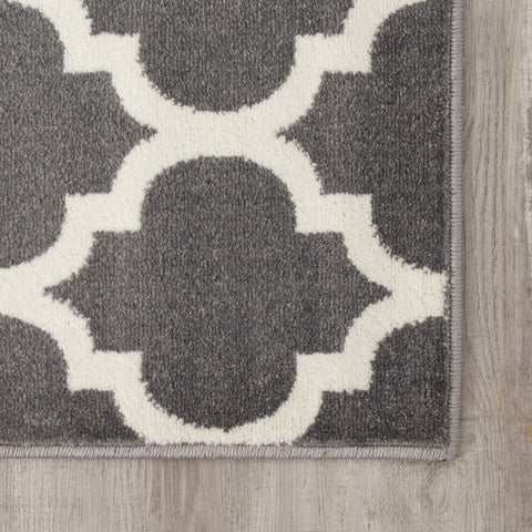 Siecle 16106_19 Grey Cream Ogee Pattern Area Rug by Novelle Home