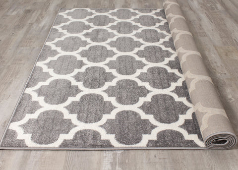 Siecle 16106_19 Grey Cream Ogee Pattern Area Rug by Novelle Home