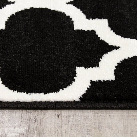 Siecle 16106_80 Black Cream Ogee Pattern Area Rug by Novelle Home