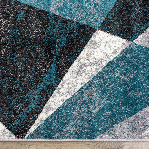Siecle 16426_139 Grey Teal Triangles Area Rug by Novelle Home
