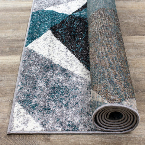 Siecle 16426_139 Grey Teal Triangles Area Rug by Novelle Home