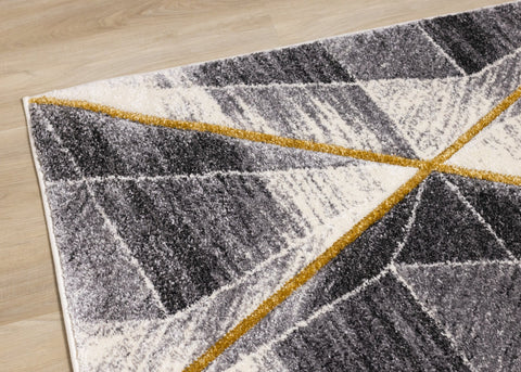 Soho Grey White Yellow Shaded Diamonds Rug by Kalora Interiors