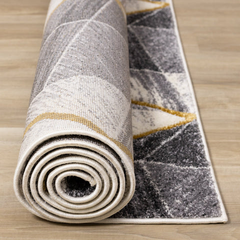 Soho Grey White Yellow Shaded Diamonds Rug by Kalora Interiors