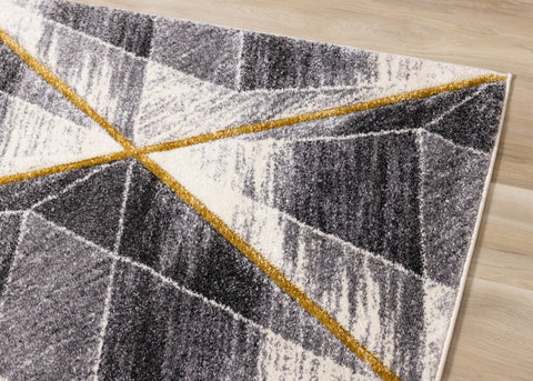 Soho Grey White Yellow Shaded Diamonds Rug by Kalora Interiors