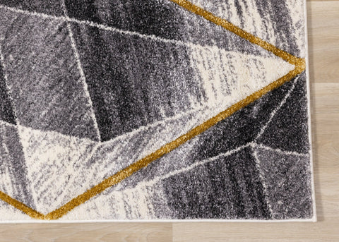 Soho Grey White Yellow Shaded Diamonds Rug by Kalora Interiors