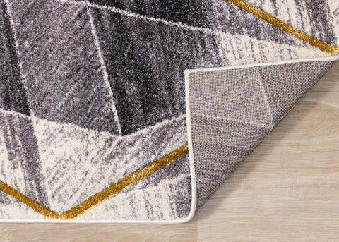 Soho Grey White Yellow Shaded Diamonds Rug by Kalora Interiors