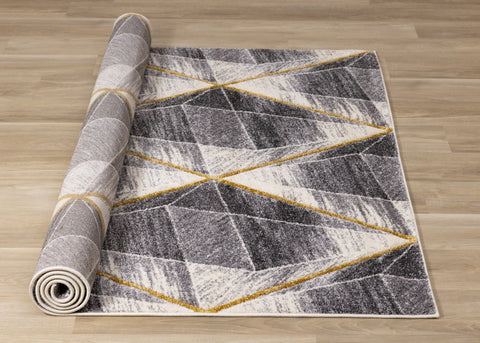 Soho Grey White Yellow Shaded Diamonds Rug by Kalora Interiors