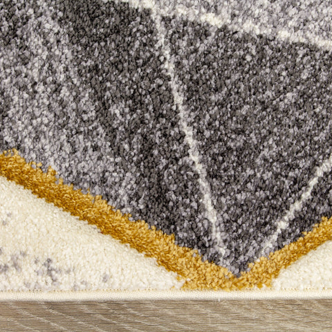 Soho 8942_37 Grey Gold Shaded Diamonds Area Rug by Kalora Interiors