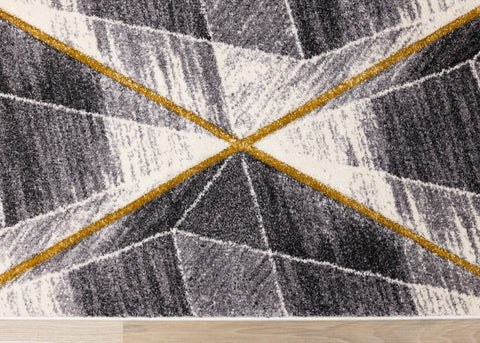 Soho Grey White Yellow Shaded Diamonds Rug by Kalora Interiors