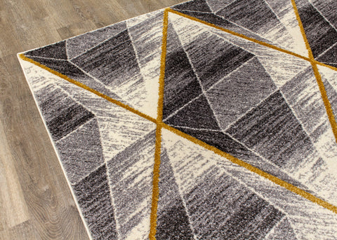 Soho 8942_37 Grey Gold Shaded Diamonds Area Rug by Kalora Interiors