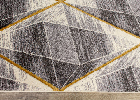 Soho 8942_37 Grey Gold Shaded Diamonds Area Rug by Kalora Interiors