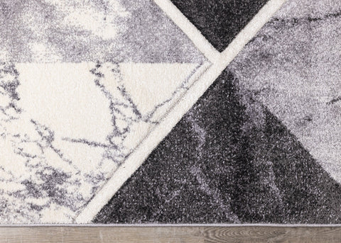 Soho Grey White Geometric Marble Rug by Kalora Interiors