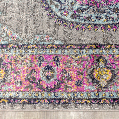 Sovereign B239_0929 Pink Border Blue Orb Oriental Style Area Rug by Novelle Home