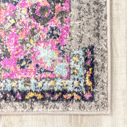 Sovereign B239_0929 Pink Border Blue Orb Oriental Style Area Rug by Novelle Home