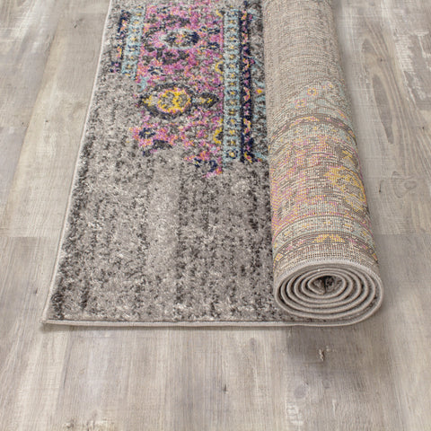 Sovereign B239_0929 Pink Border Blue Orb Oriental Style Area Rug by Novelle Home