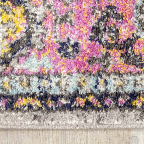 Sovereign B239_0929 Pink Border Blue Orb Oriental Style Area Rug by Novelle Home