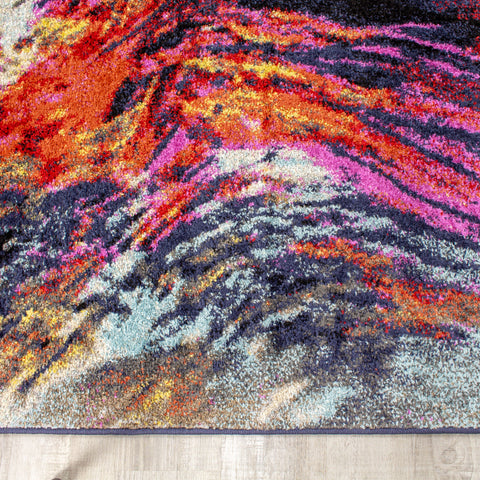Sovereign B916_0686 Pink Red Yellow Volcano Area Rug by Novelle Home