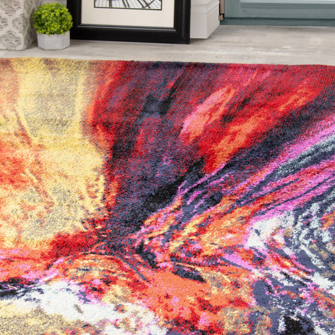 Sovereign B916_0686 Pink Red Yellow Volcano Area Rug by Novelle Home