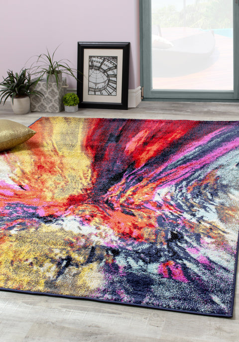 Sovereign B916_0686 Pink Red Yellow Volcano Area Rug by Novelle Home