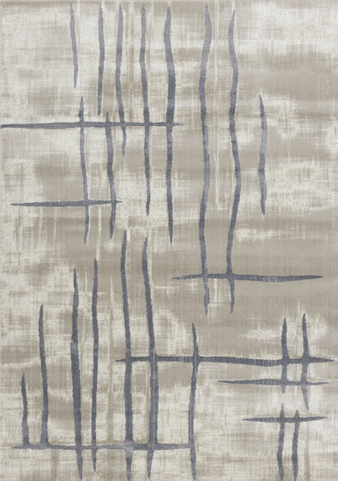 Sylvan Beige Cream Grey Wavy Crossed Lines Rug by Kalora Interior