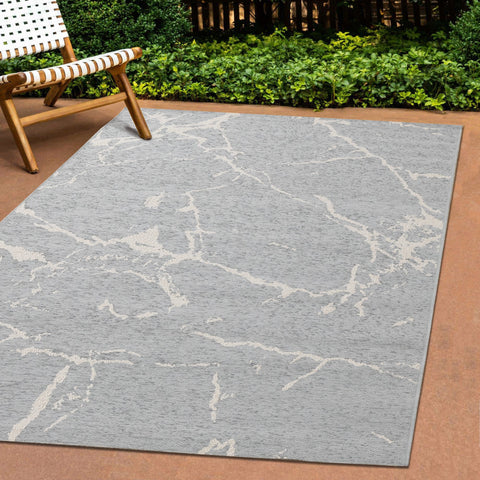 Vista Blue Cream Soft Distressed Indoor/Outdoor Rug by Kalora Interiors