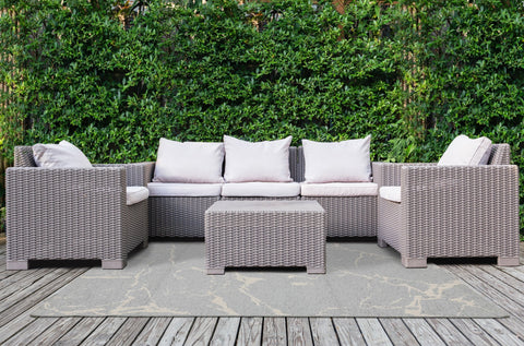 Vista Blue Cream Soft Distressed Indoor/Outdoor Rug by Kalora Interiors