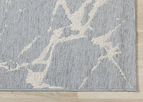Vista Blue Cream Soft Distressed Indoor/Outdoor Rug by Kalora Interiors
