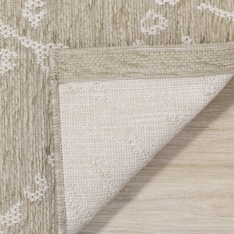 Vista Beige Cream Intricate Suns Indoor/Outdoor Rug by Kalora Interiors