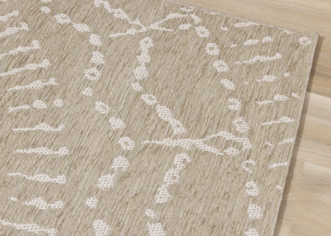 Vista Beige Cream Intricate Suns Indoor/Outdoor Rug by Kalora Interiors