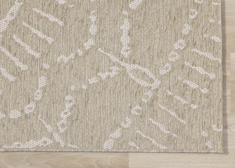 Vista Beige Cream Intricate Suns Indoor/Outdoor Rug by Kalora Interiors