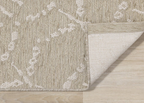 Vista Beige Cream Intricate Suns Indoor/Outdoor Rug by Kalora Interiors