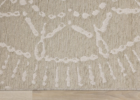 Vista Beige Cream Intricate Suns Indoor/Outdoor Rug by Kalora Interiors