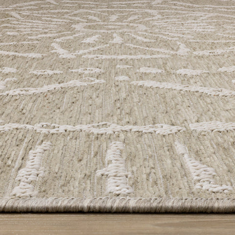 Vista Beige Cream Intricate Suns Indoor/Outdoor Rug by Kalora Interiors