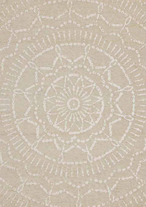 Vista Beige Cream Intricate Suns Indoor/Outdoor Rug by Kalora Interiors