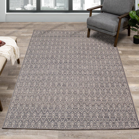Vista Grey Cream Tribal Indoor/Outdoor Rug by Kalora Interiors