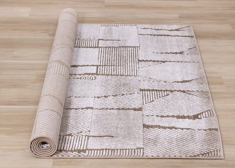 Darcy Cream Brown Distressed Corduroy Plush Rug by Kalora Interiors
