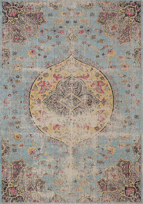 Sara Blue Yellow Jewel Centre Rug by Kalora Interiors