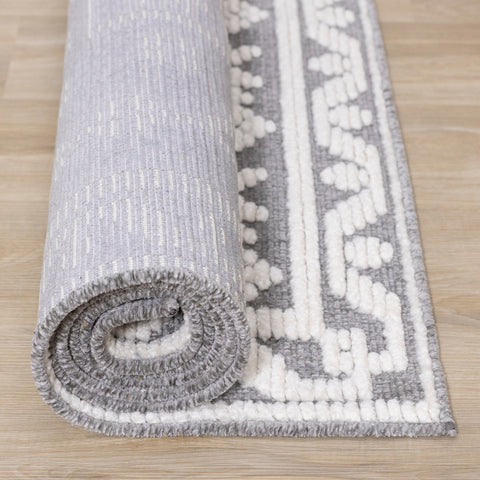 Lawson Grey Cream Elegant Traditional Machine Washable Foldable Rug by Kalora Interiors