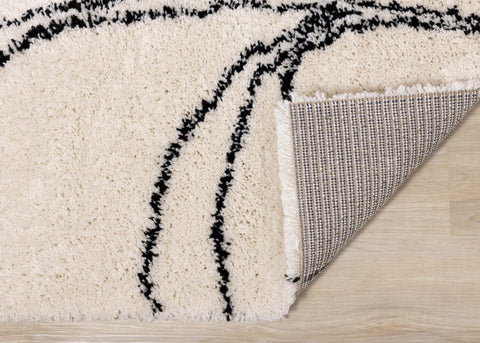 Maroq Cream Brown Grey Sprouting Vine Shag Rug by Kalora Interiors