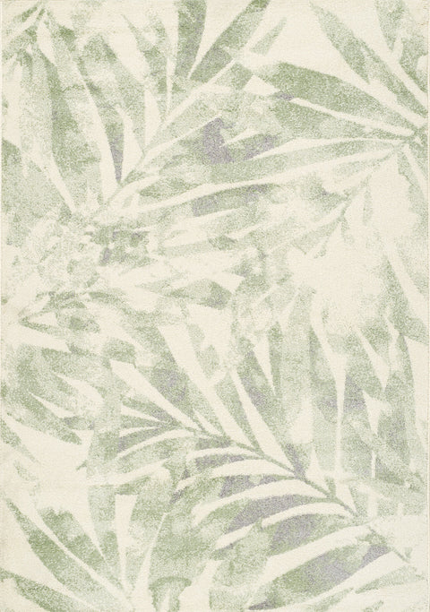 Focus Cream Green Palm Branch Rug by Kalora Interiors