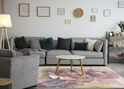 Folio Pink Yellow Blue Poppy Rug by Kalora Interiors